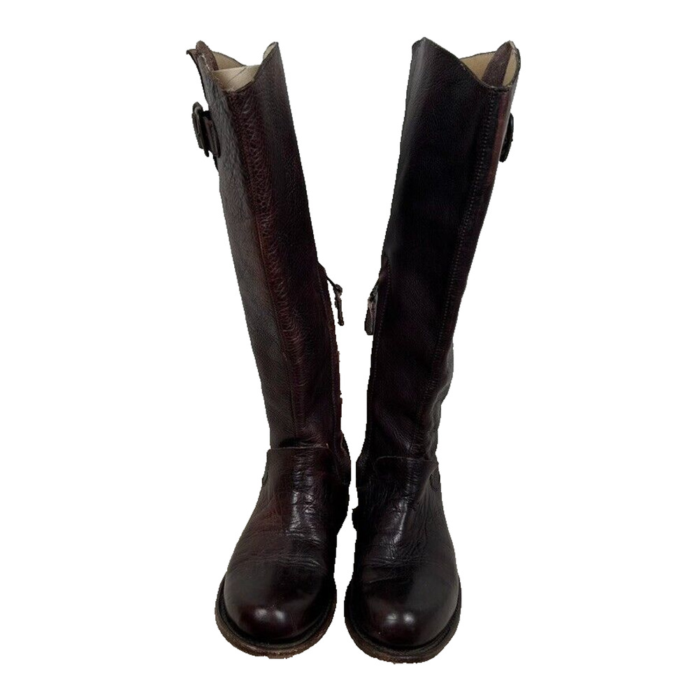 Gee'WaWa Womens sz 6 1/2 M handmade brown pebbled knee boots lug sole riding